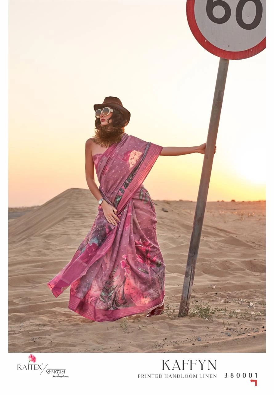 Rajtex Kaffyn Printed Handwoven Linen Wholesale Fancy Sarees Catalog — Wholesale Sarees, rajtex wholesale from Surat - Gallery Image 12
